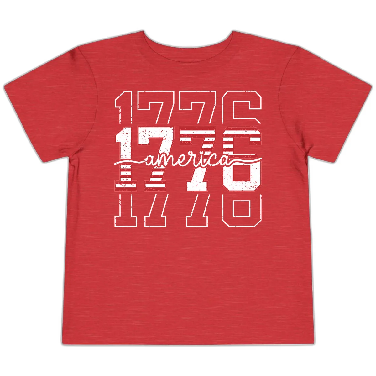 Distressed 1776 Patriotic Heritage Year Toddler T-Shirt in Heather Red