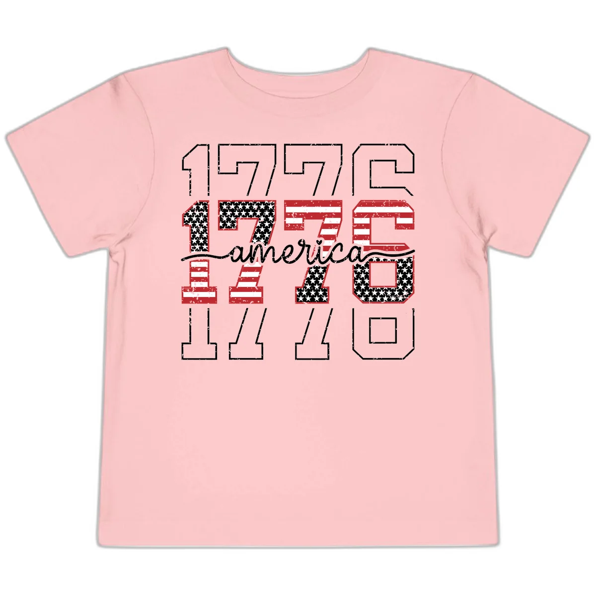 Distressed 1776 Patriotic Heritage Toddler T-Shirt in Pink