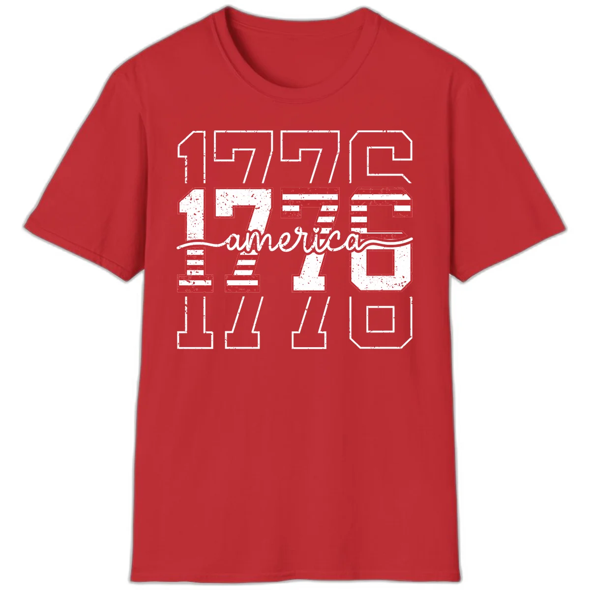 Distressed 1776 Patriotic Heritage T-Shirt in Red