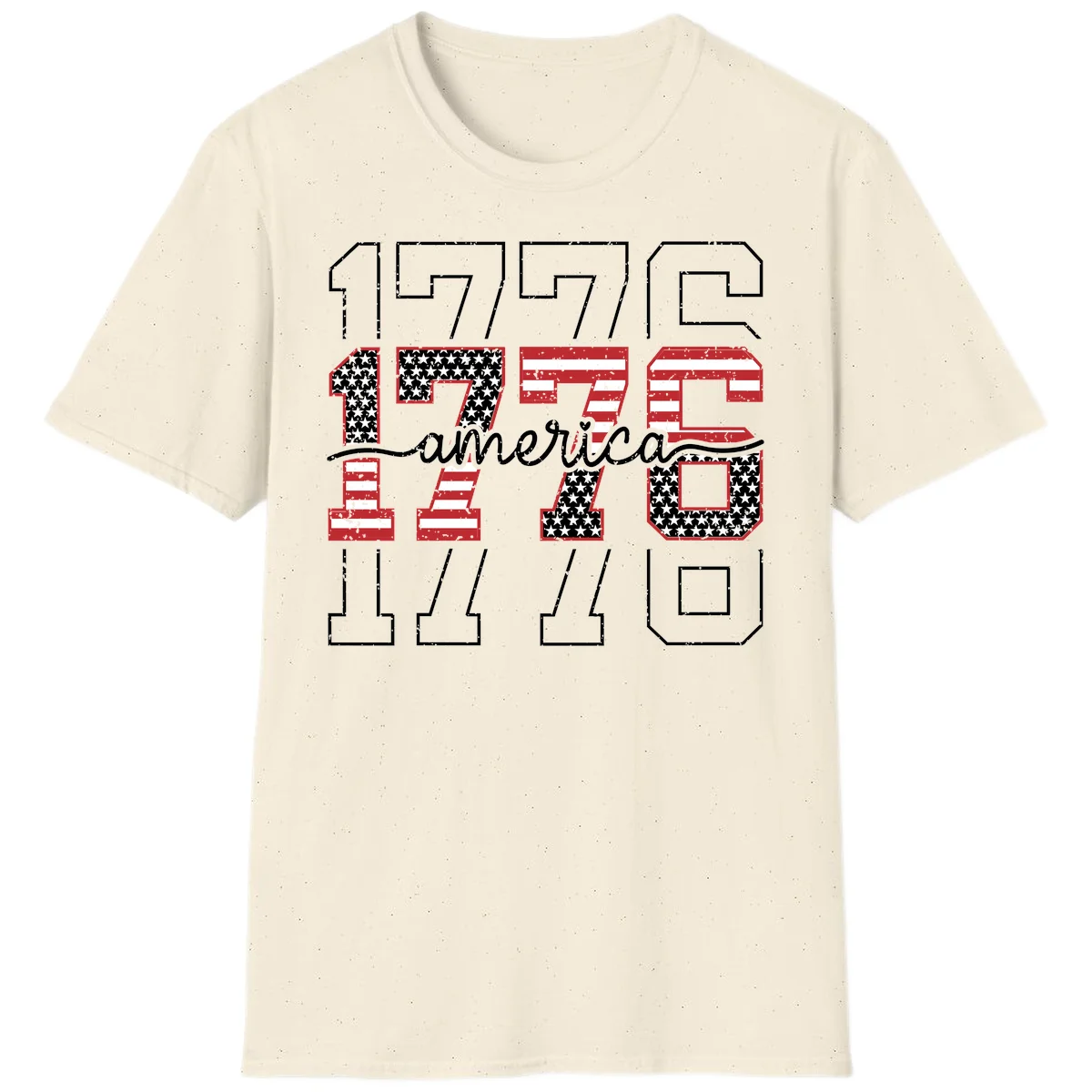 Distressed 1776 Patriotic Heritage T-Shirt in Natural