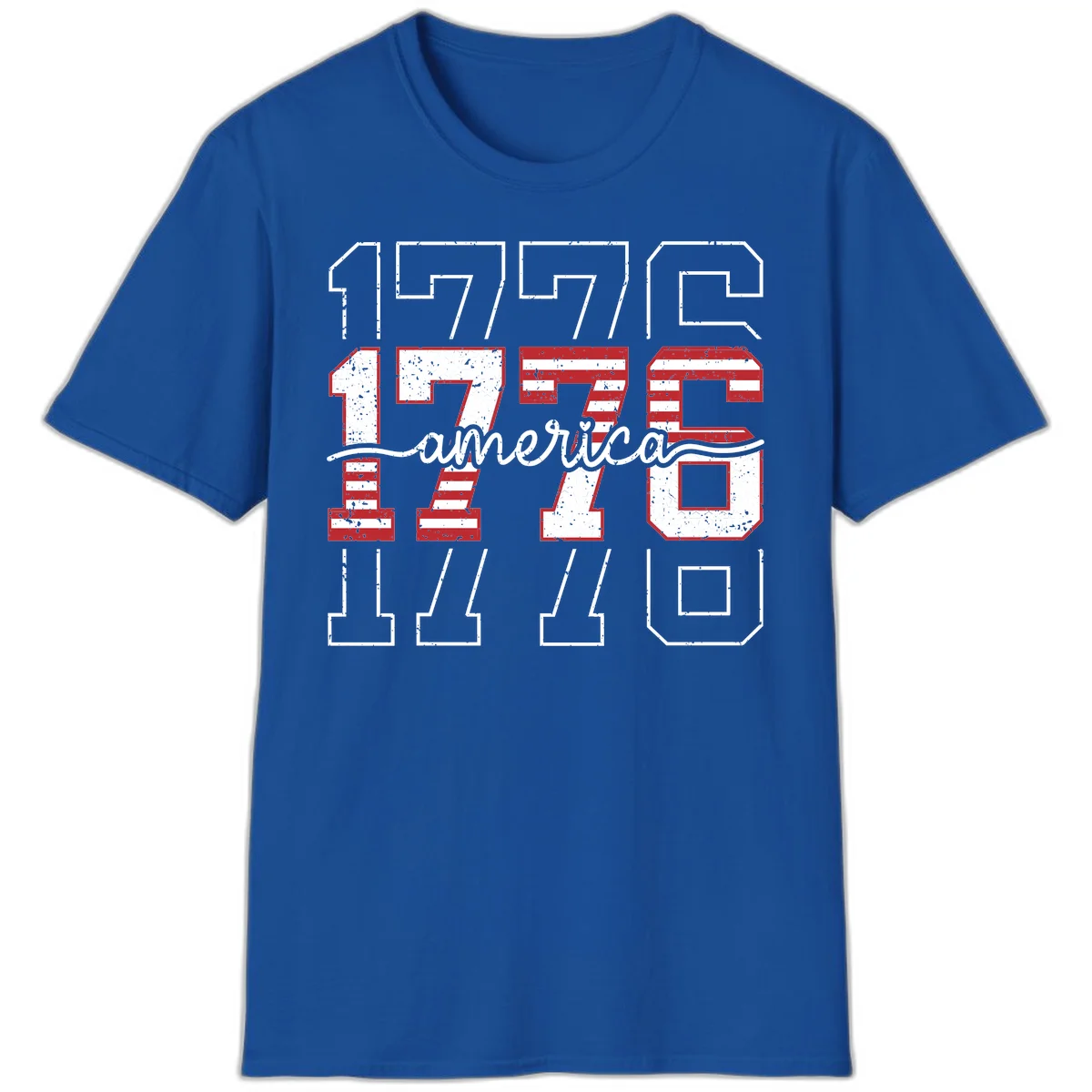 Distressed 1776 Patriotic Heritage T-Shirt in Royal