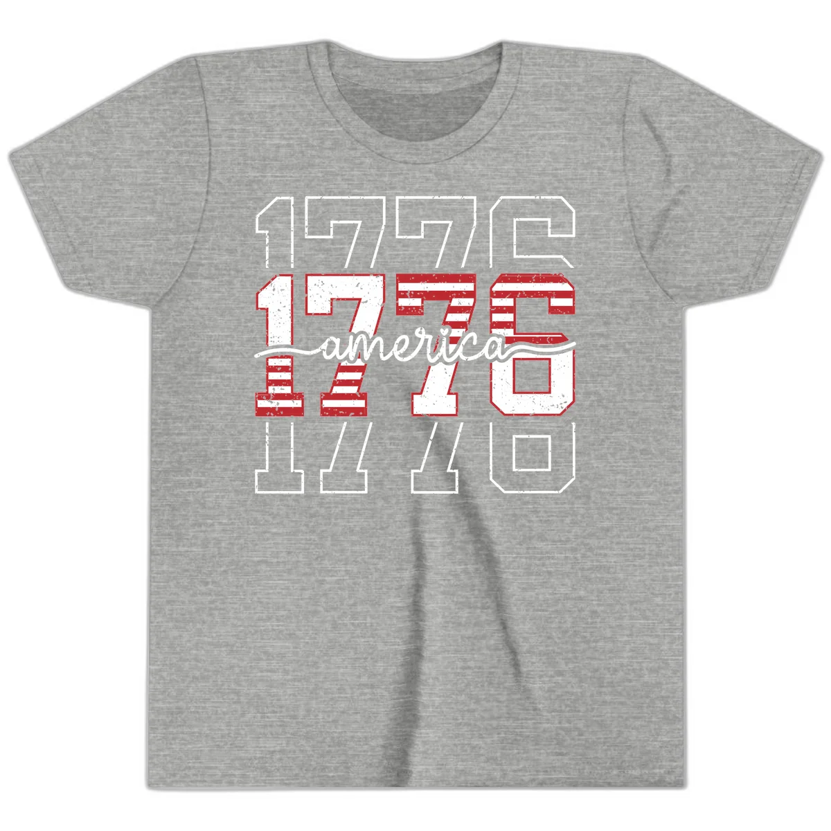 Distressed 1776 Patriotic Heritage Youth T-Shirt in Athletic Heather