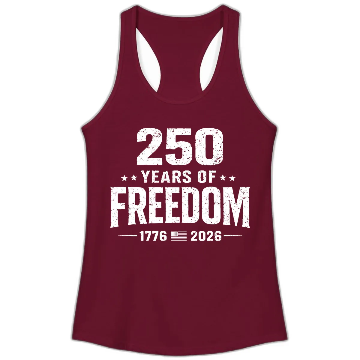 America's 250th Anniversary Freedom Celebration Ladies Tank in Solid Cardinal Red