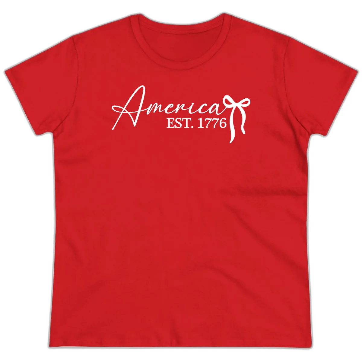 America Established 1776 Ladies Tee in Red