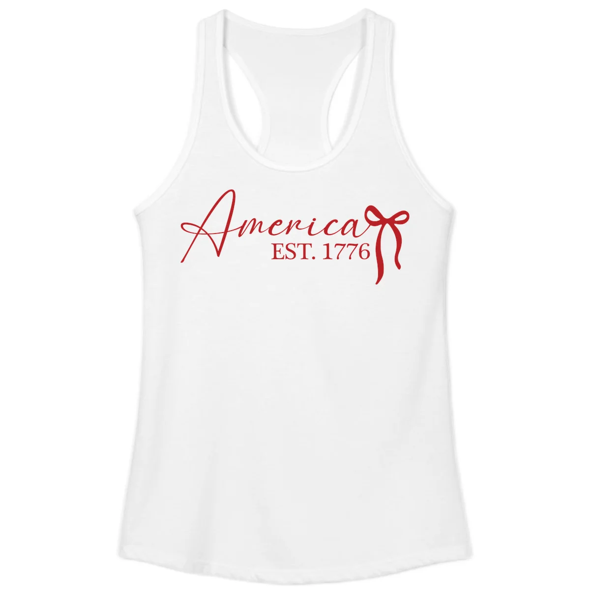 America Established 1776 Ladies Tank in White