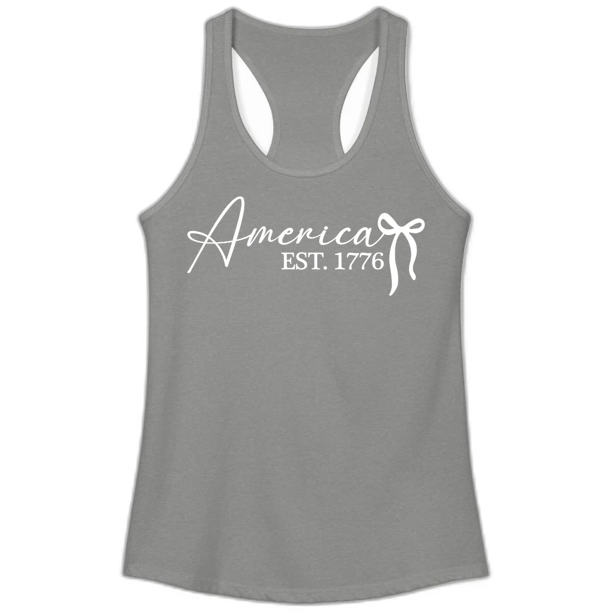 America Established 1776 Ladies Tank in Heather Grey