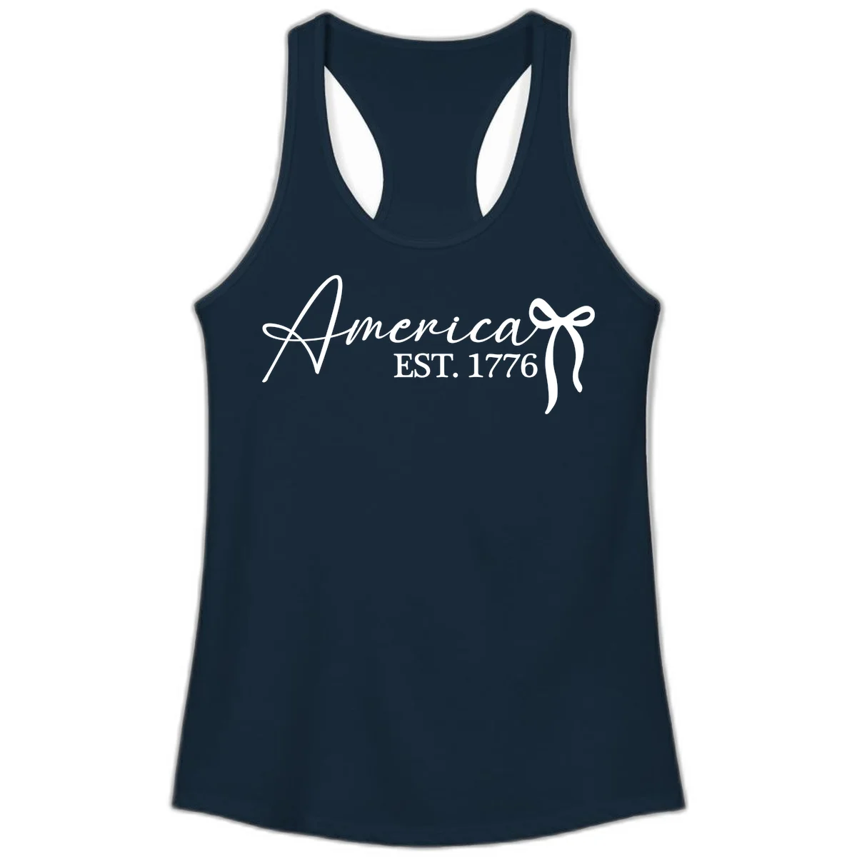 America Established 1776 Ladies Tank in Solid Midnight Navy