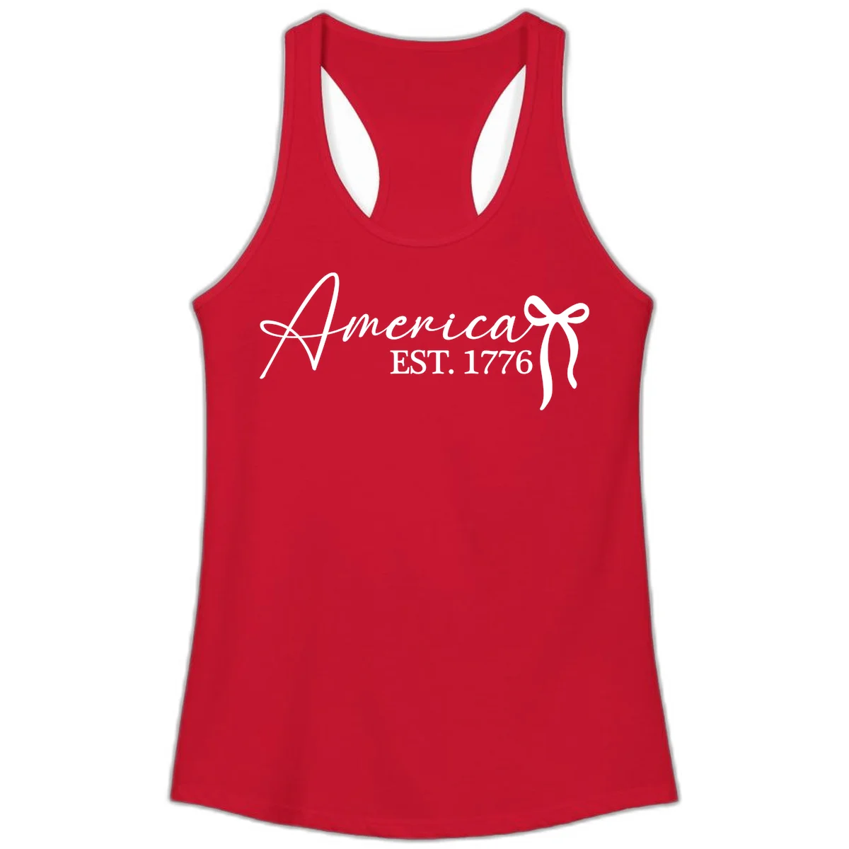 America Established 1776 Ladies Tank in Solid Red