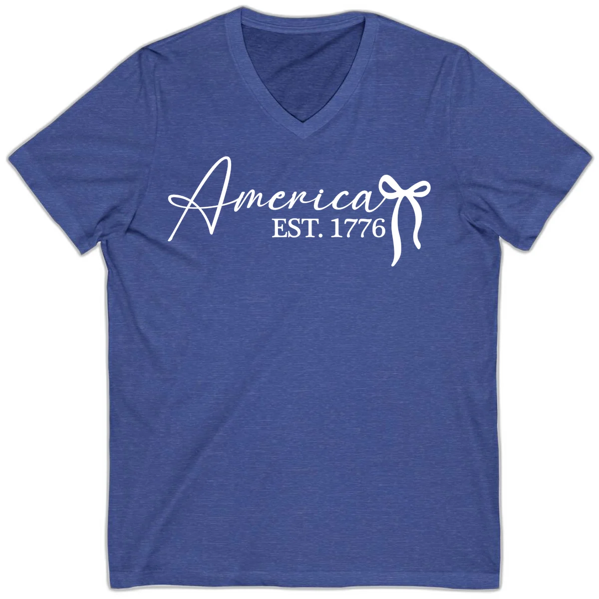 America Established 1776 V-Neck in Heather True Royal