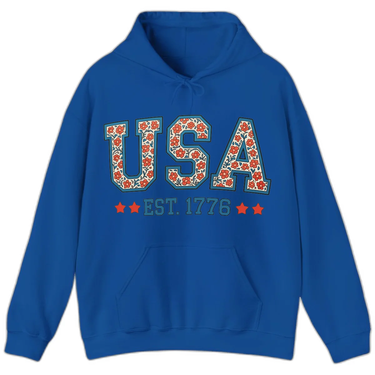 USA Est. 1776 Floral Hoodie in Royal