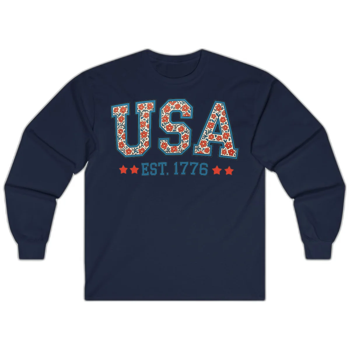 USA Est. 1776 Floral Long Sleeve in Navy