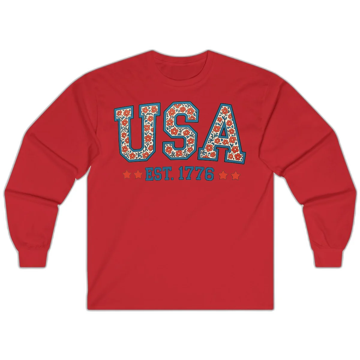 USA Est. 1776 Floral Long Sleeve in Red