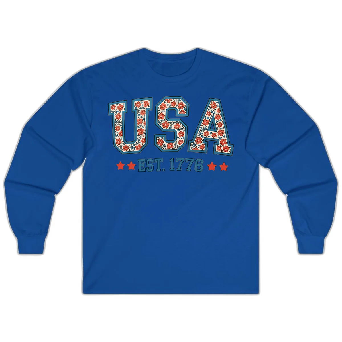 USA Est. 1776 Floral Long Sleeve in Royal