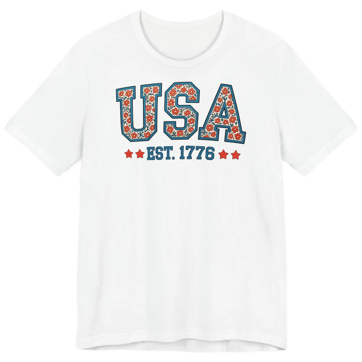 USA Est. 1776 Floral Premium Tee in White