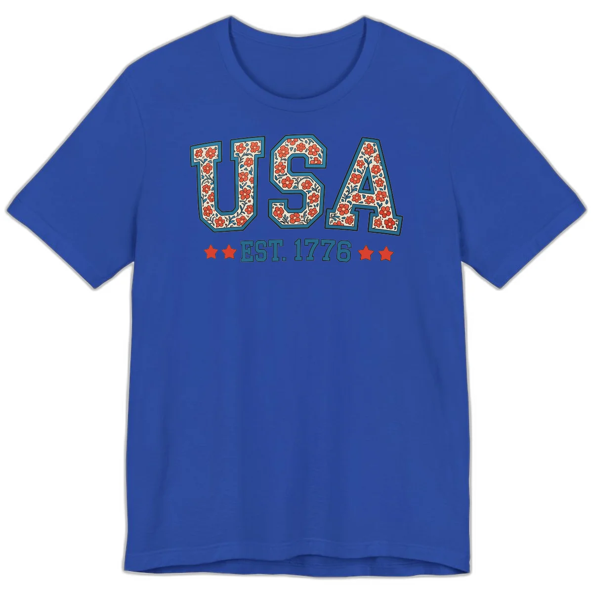 USA Est. 1776 Floral Premium Tee in True Royal