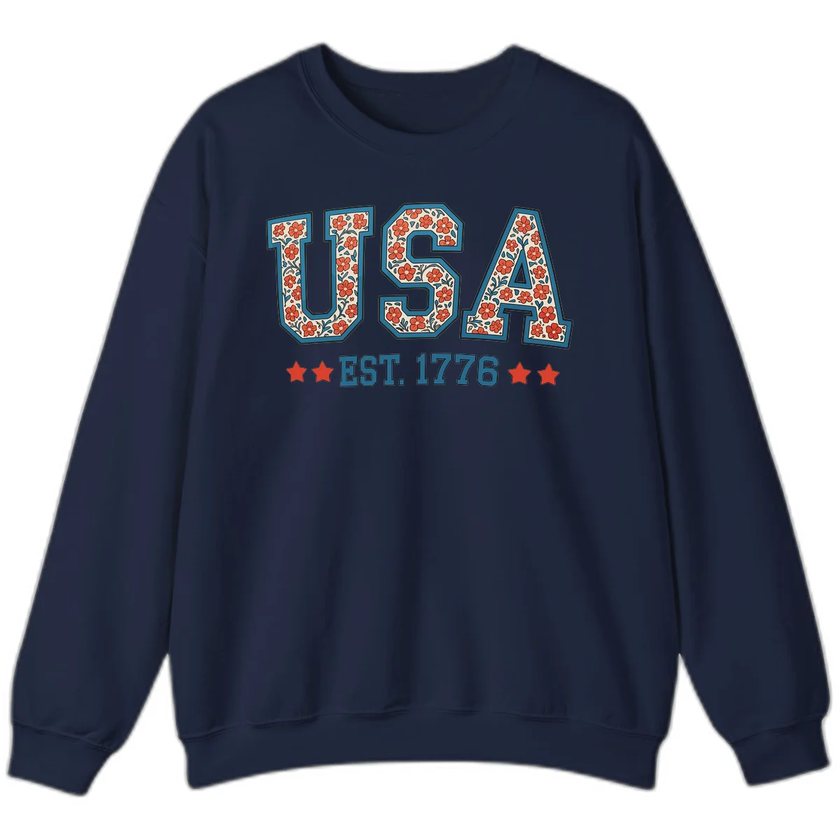 USA Est. 1776 Floral Sweatshirt in Navy