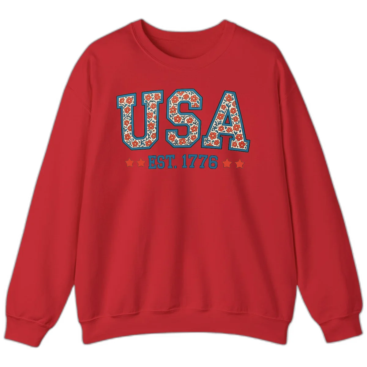 USA Est. 1776 Floral Sweatshirt in Red