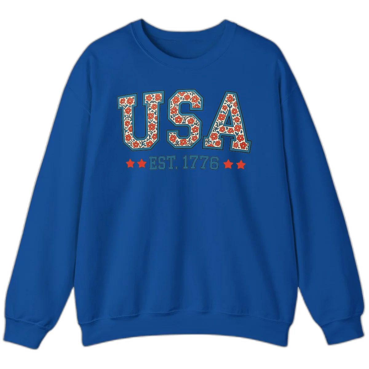 USA Est. 1776 Floral Sweatshirt in Royal