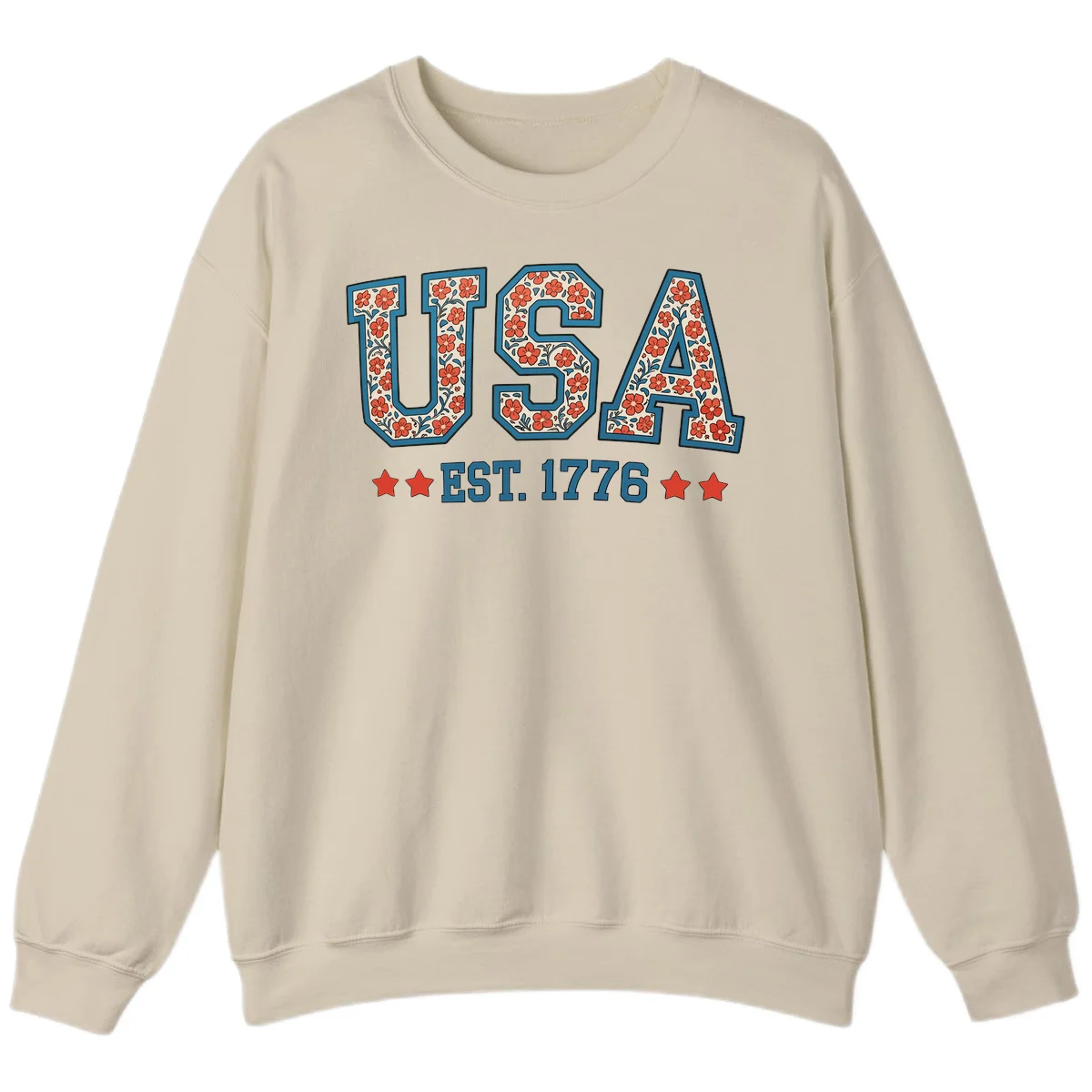 USA Est. 1776 Floral Sweatshirt in Sand