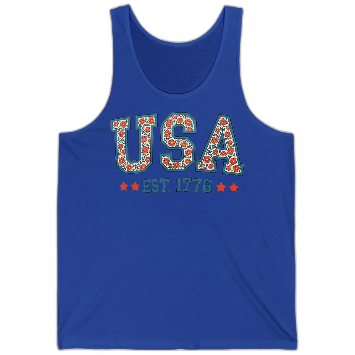 USA Est. 1776 Floral Tank in True Royal