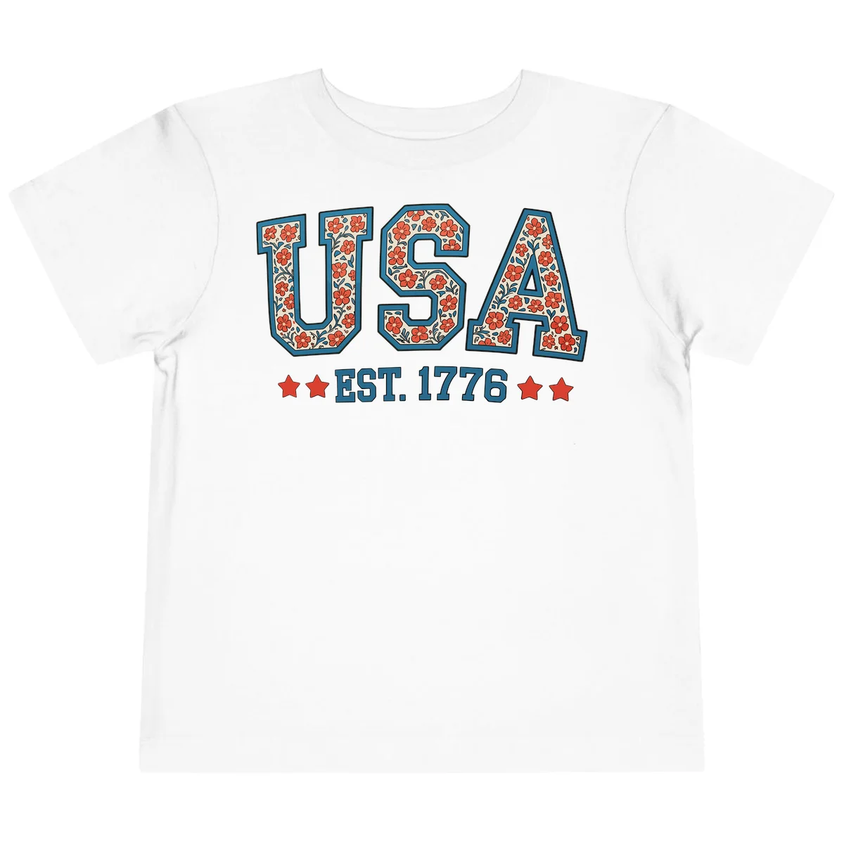 USA Est. 1776 Floral Toddler Tee in White