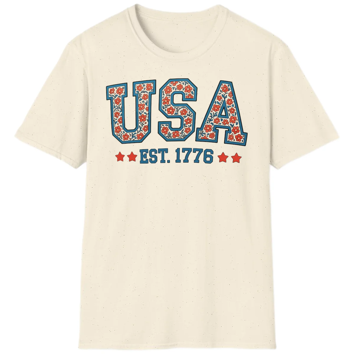 USA Est. 1776 Floral T-Shirt in Natural