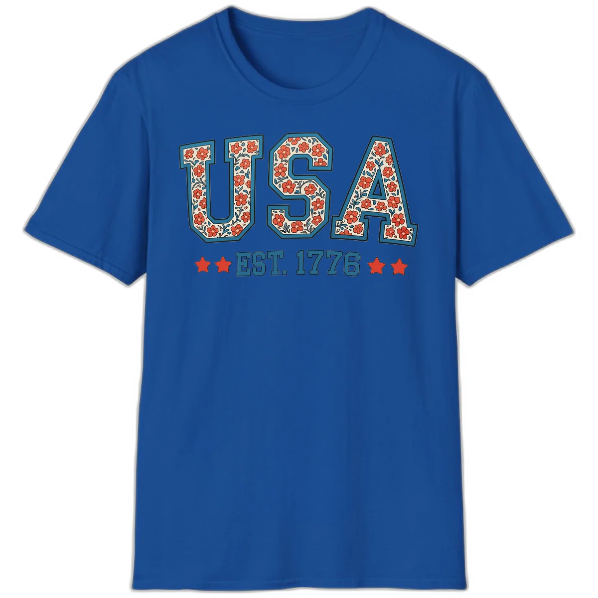 USA Est. 1776 Floral T-Shirt in Royal