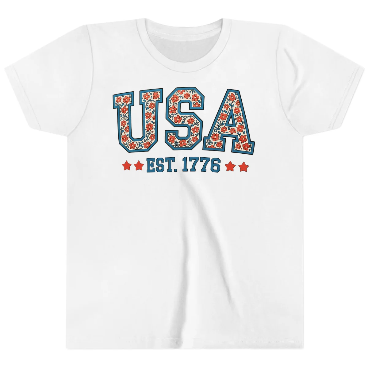 USA Est. 1776 Floral Youth Tee in White
