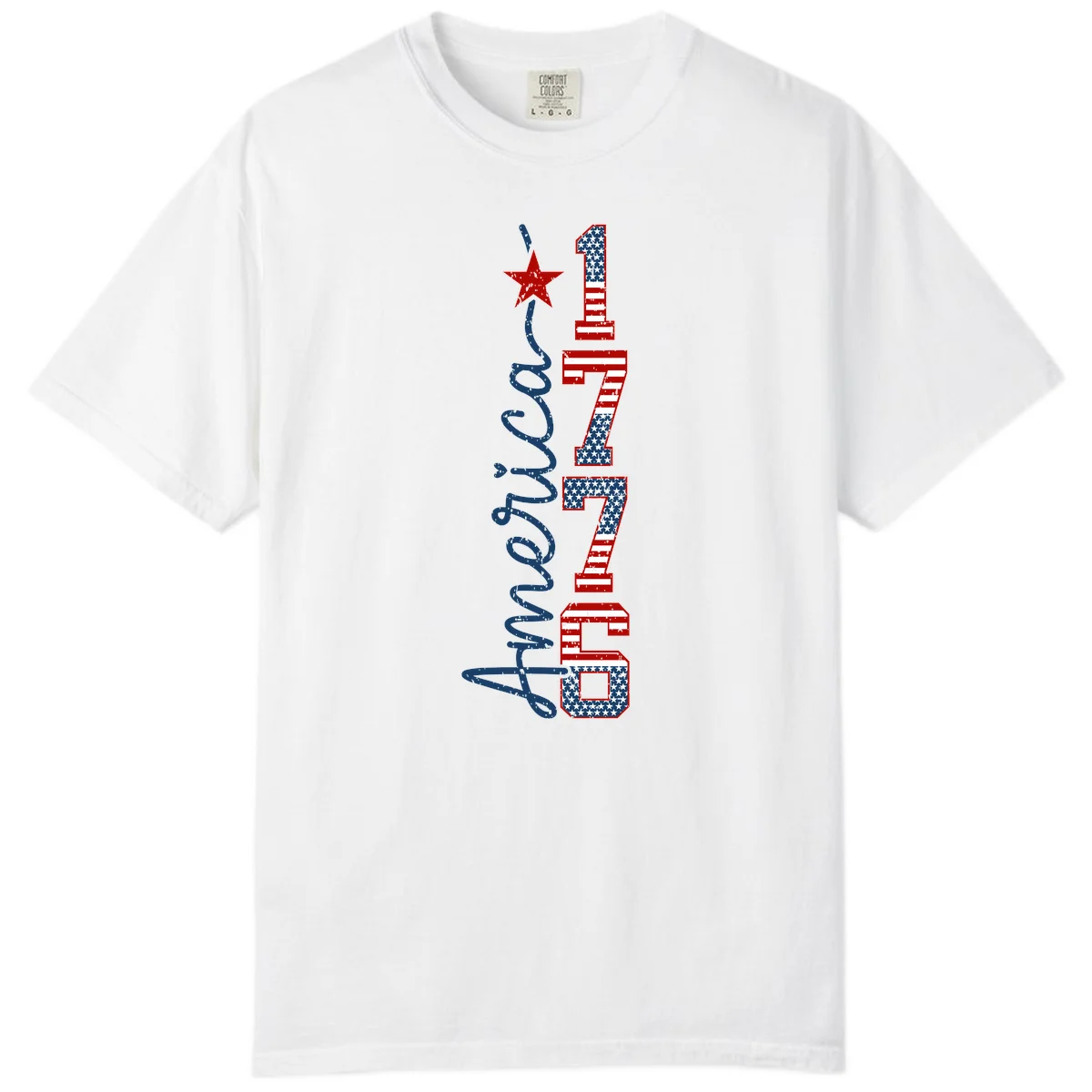 America 1776 Distressed Patriotic Comfort Color in White