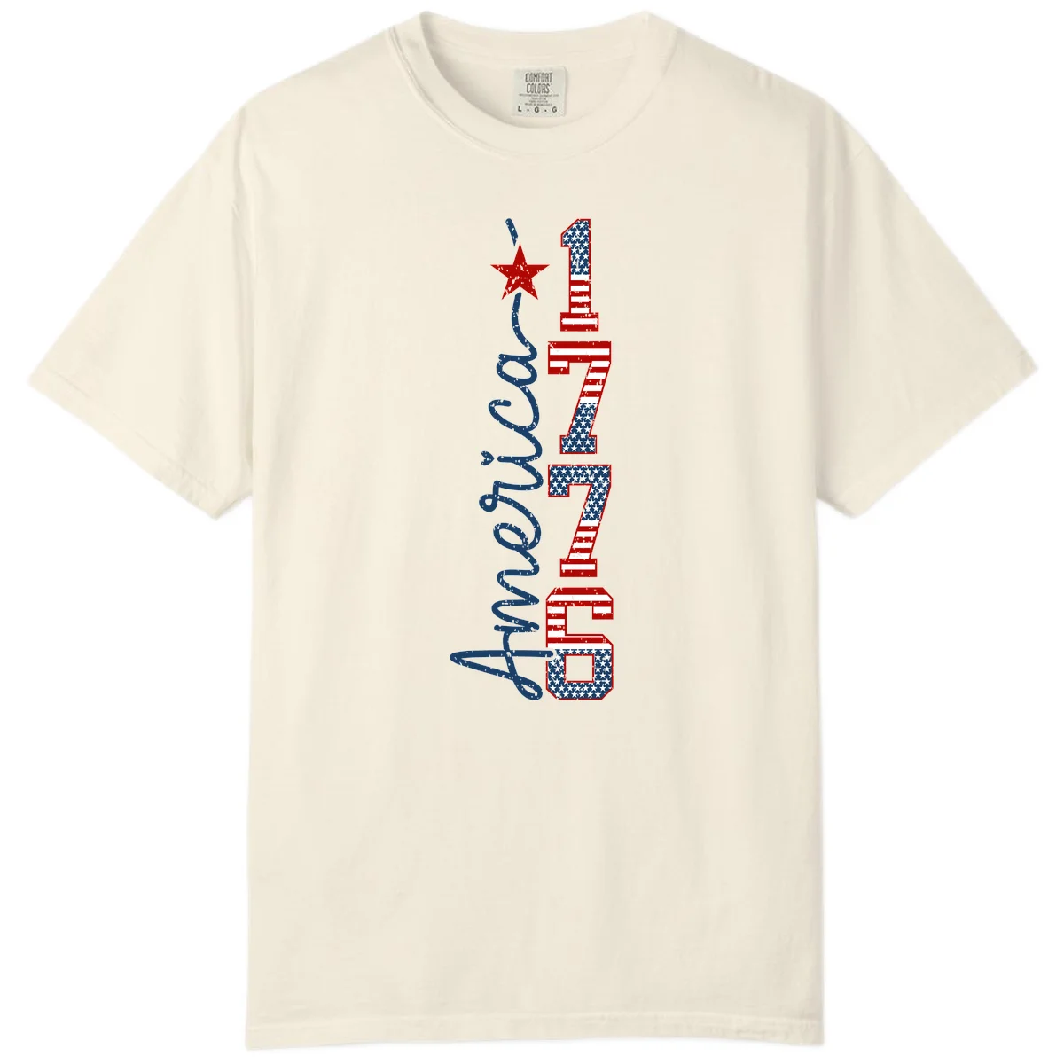 America 1776 Distressed Patriotic Comfort Color in Ivory