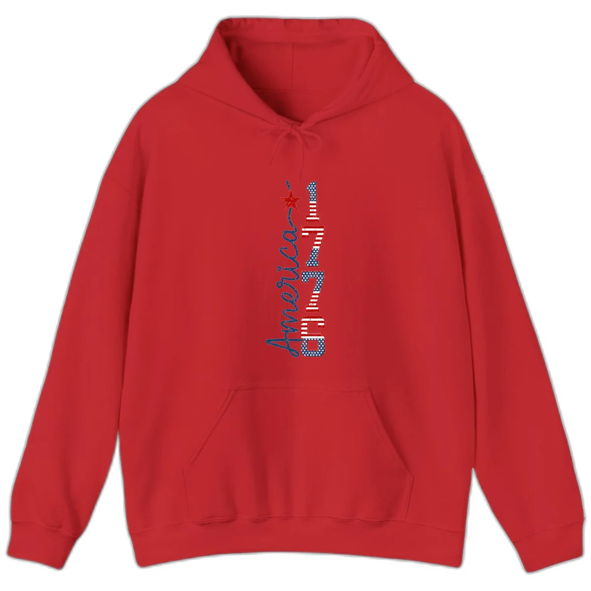 America 1776 Distressed Patriotic Hoodie in Red