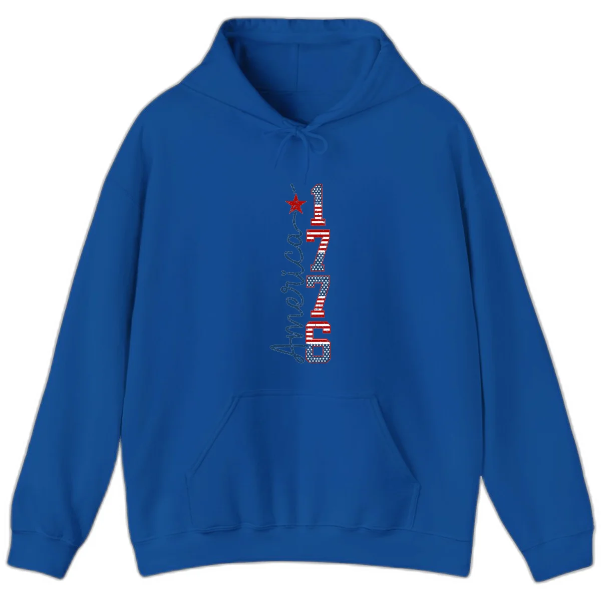 America 1776 Distressed Patriotic Hoodie in Royal