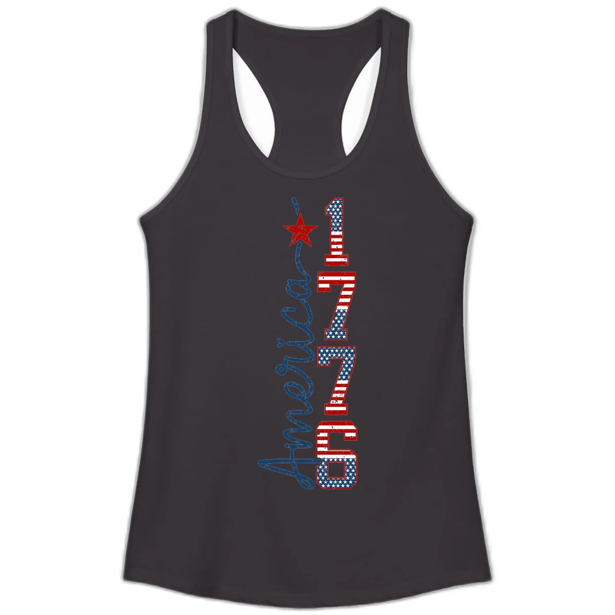 America 1776 Distressed Patriotic Ladies Tank in Black