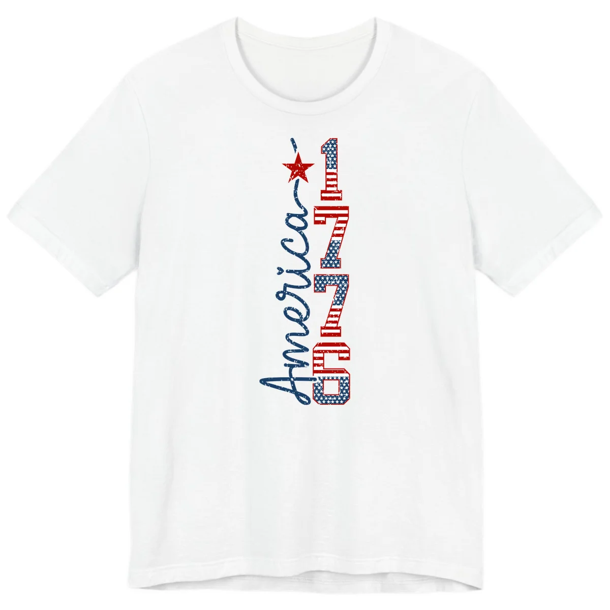 America 1776 Distressed Patriotic Premium Tee in White