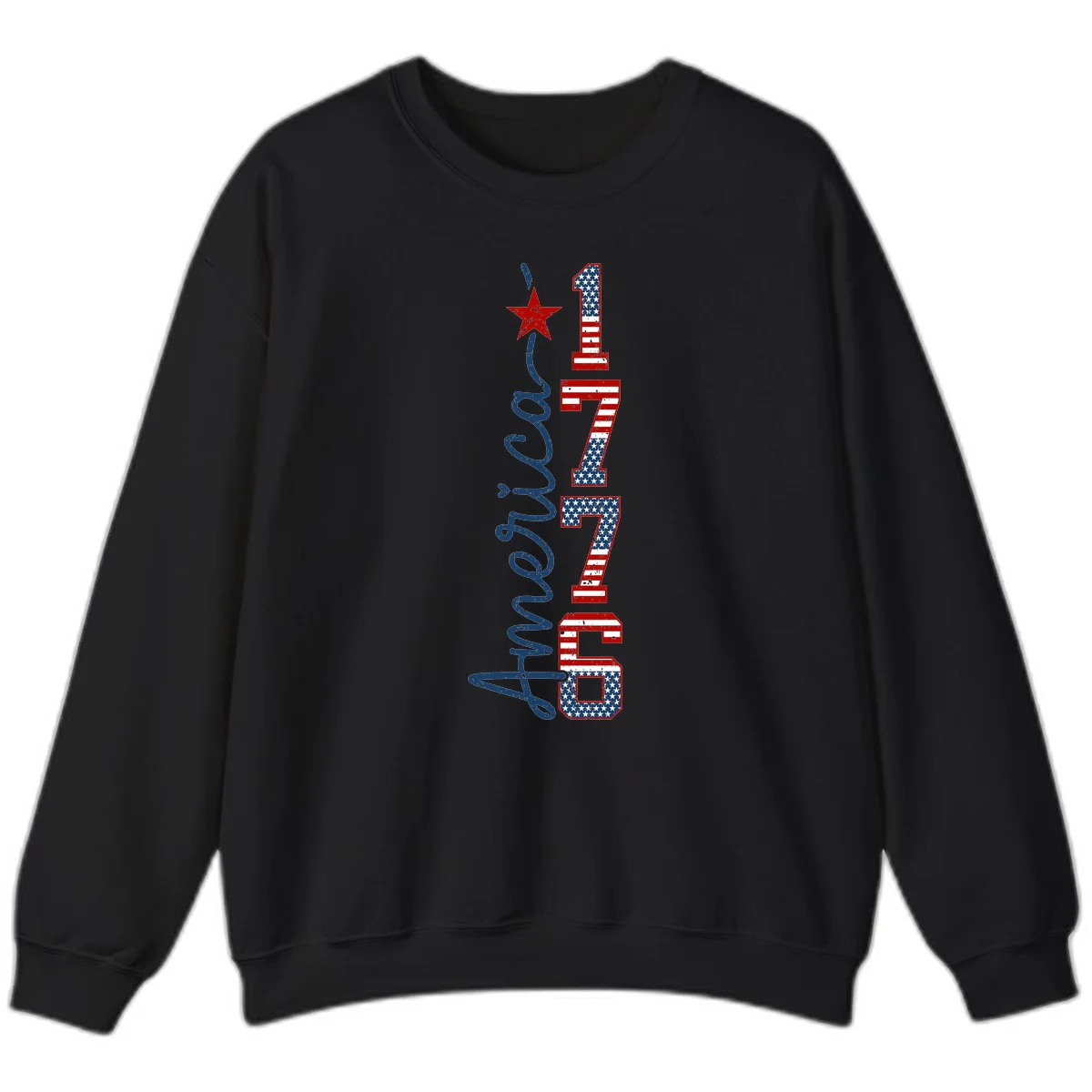 America 1776 Distressed Patriotic Sweatshirt in Black