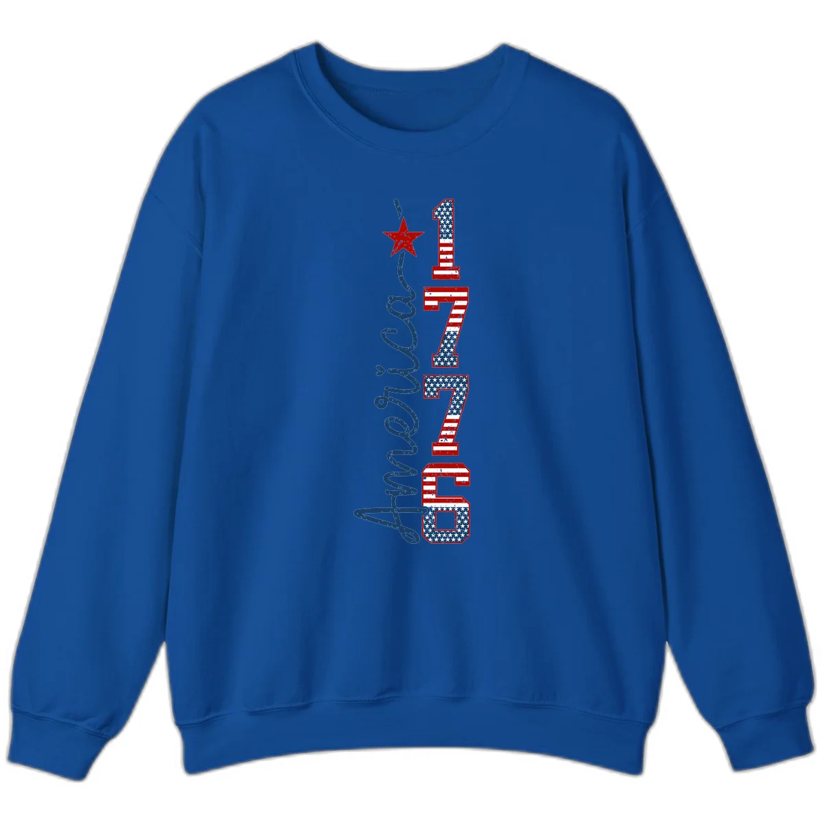America 1776 Distressed Patriotic Sweatshirt in Royal