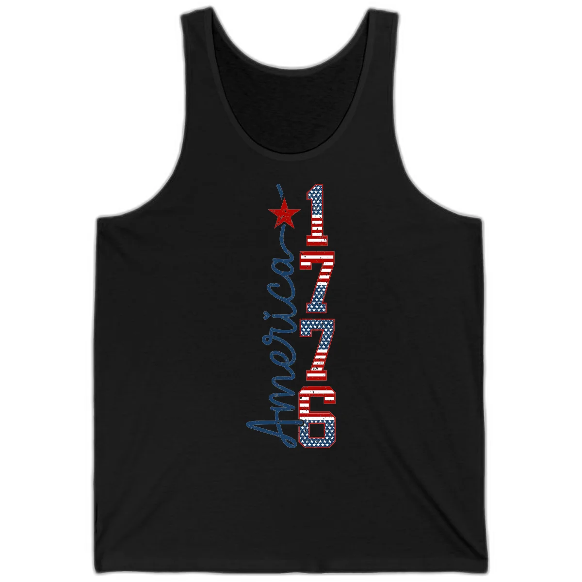 America 1776 Distressed Patriotic Tank in Black