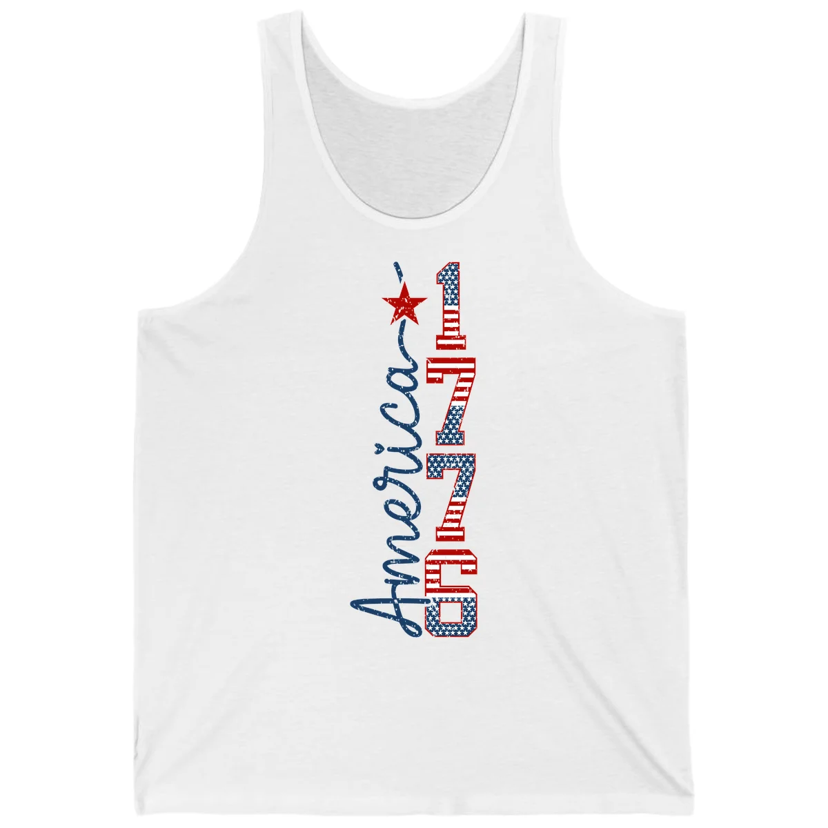 America 1776 Distressed Patriotic Tank in White