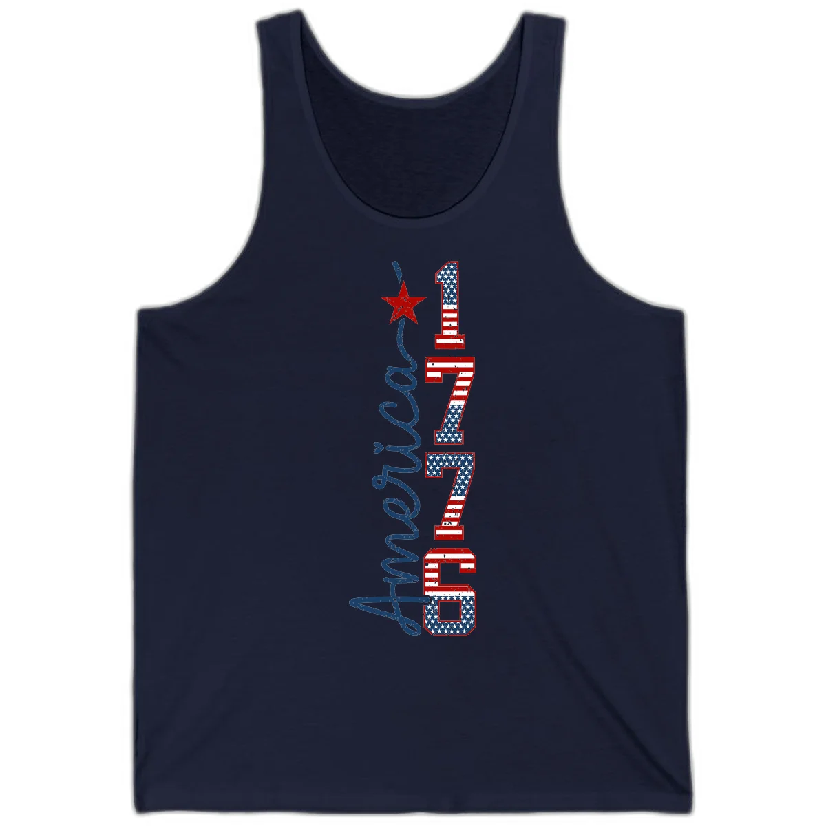 America 1776 Distressed Patriotic Tank in Navy
