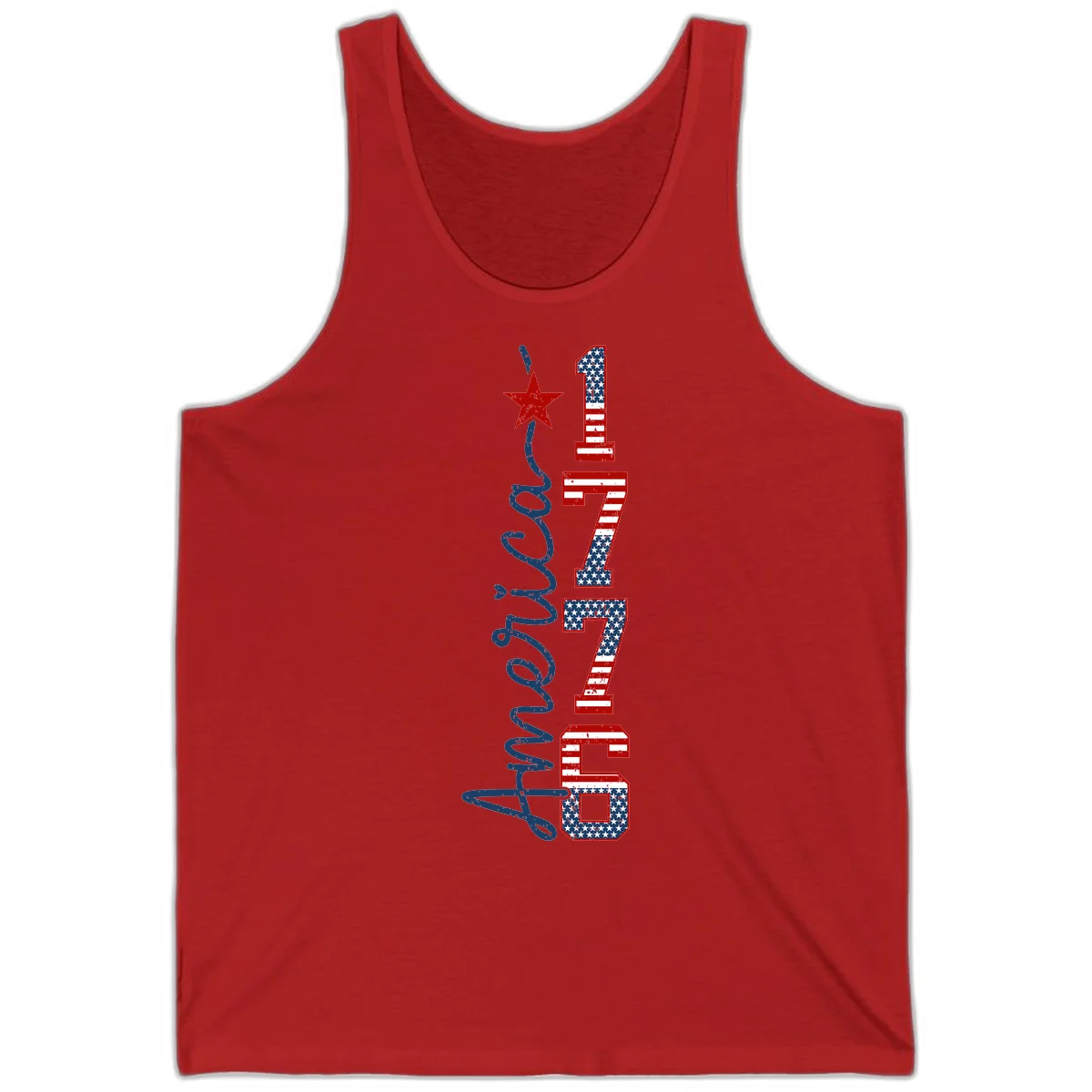 America 1776 Distressed Patriotic Tank in Red