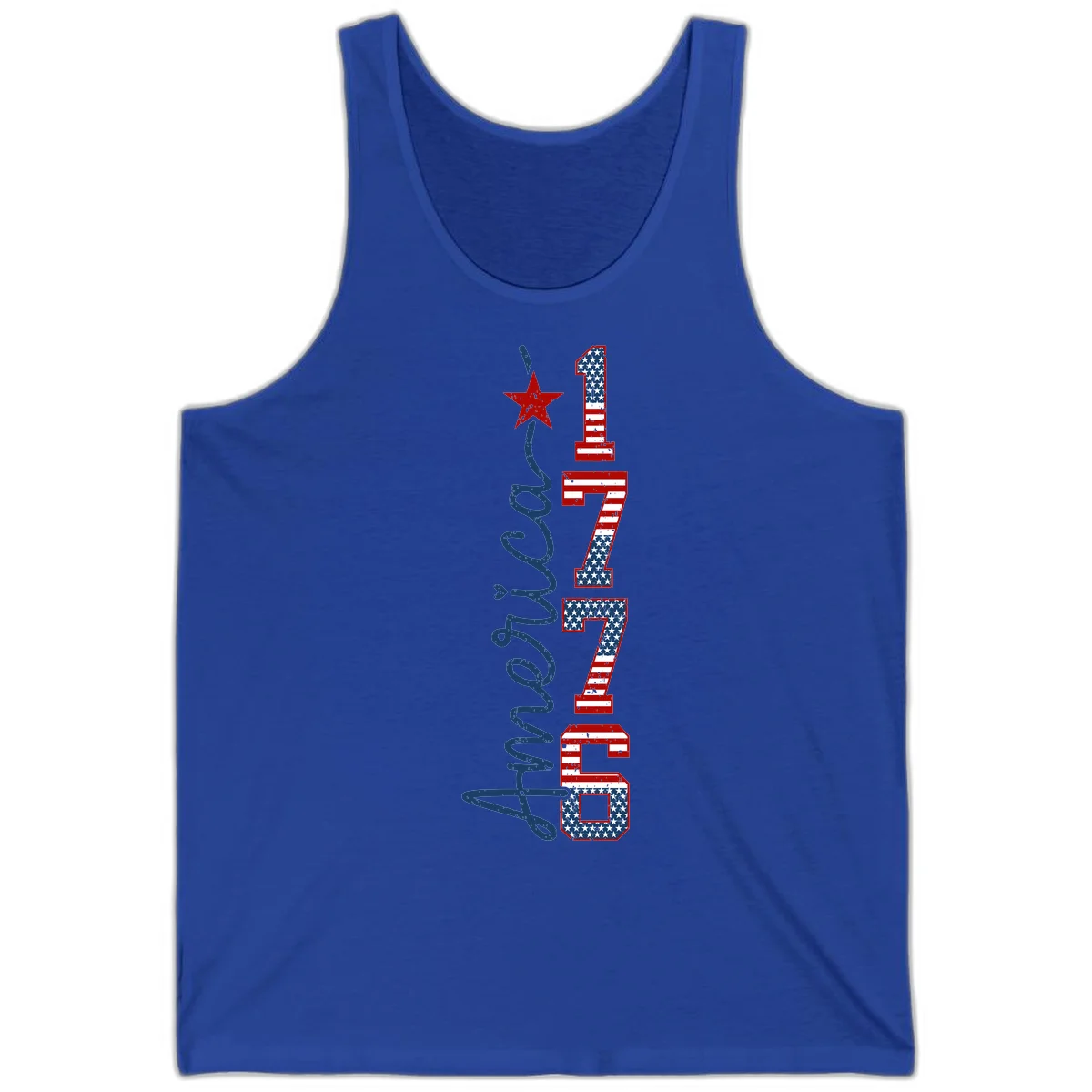 America 1776 Distressed Patriotic Tank in True Royal