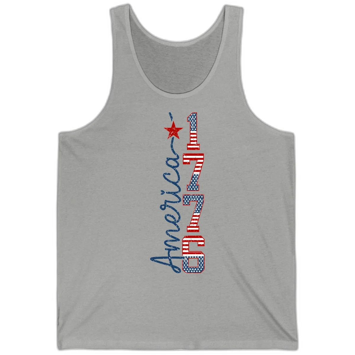 America 1776 Distressed Patriotic Tank in Athletic Heather