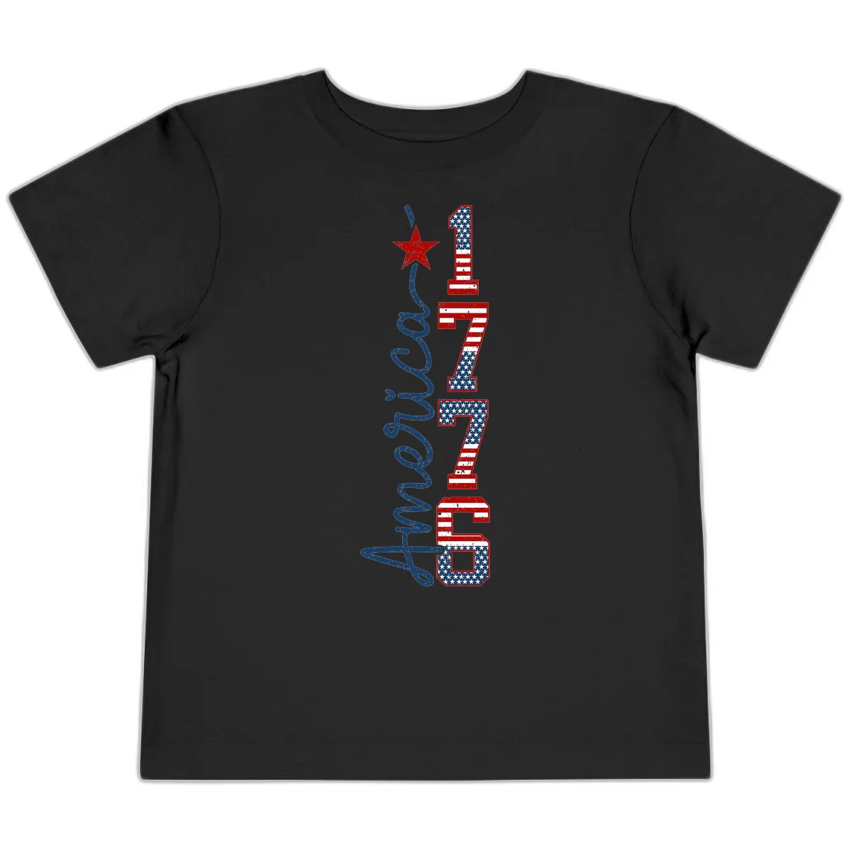 America 1776 Distressed Patriotic Toddler T-Shirt in Black