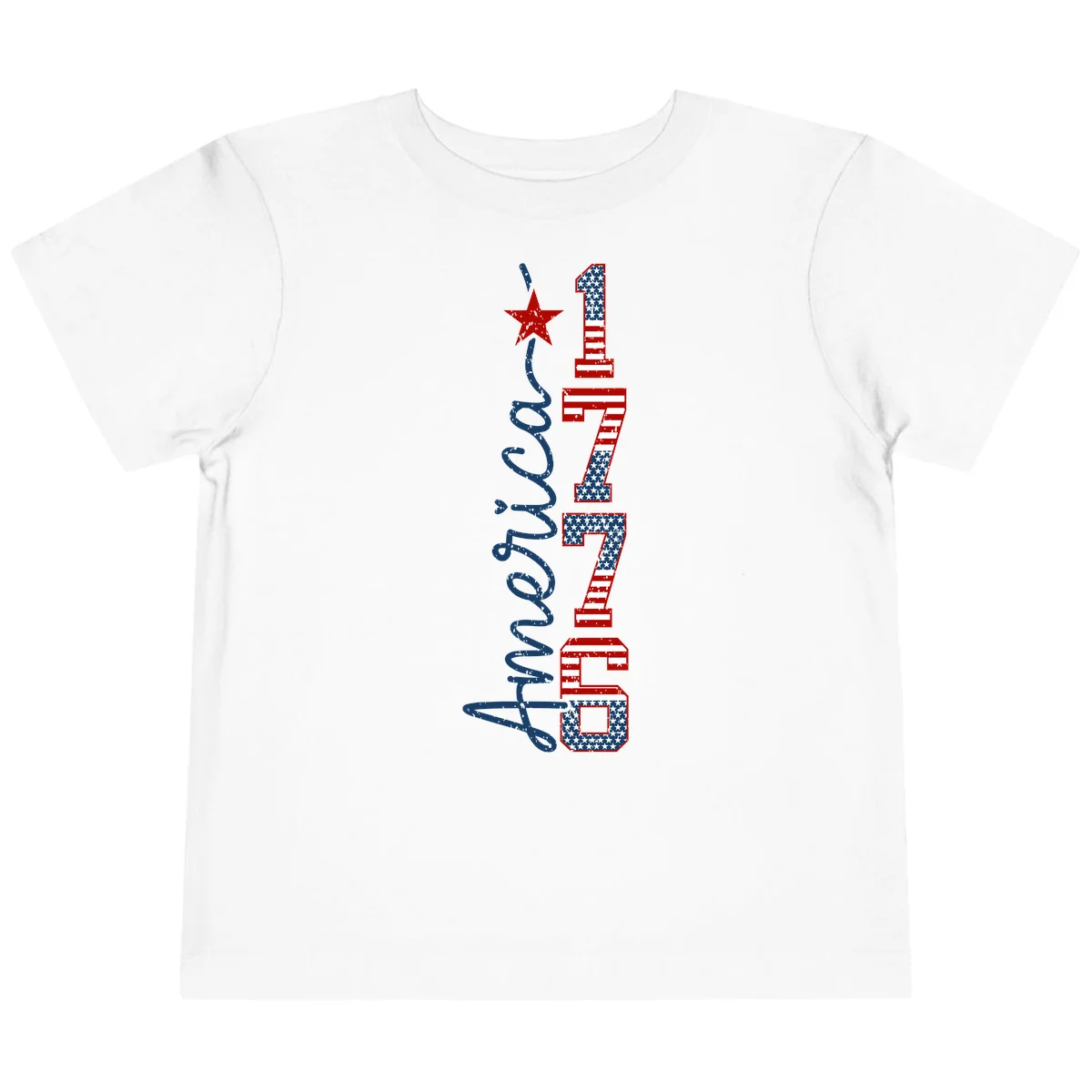 America 1776 Distressed Patriotic Toddler T-Shirt in White