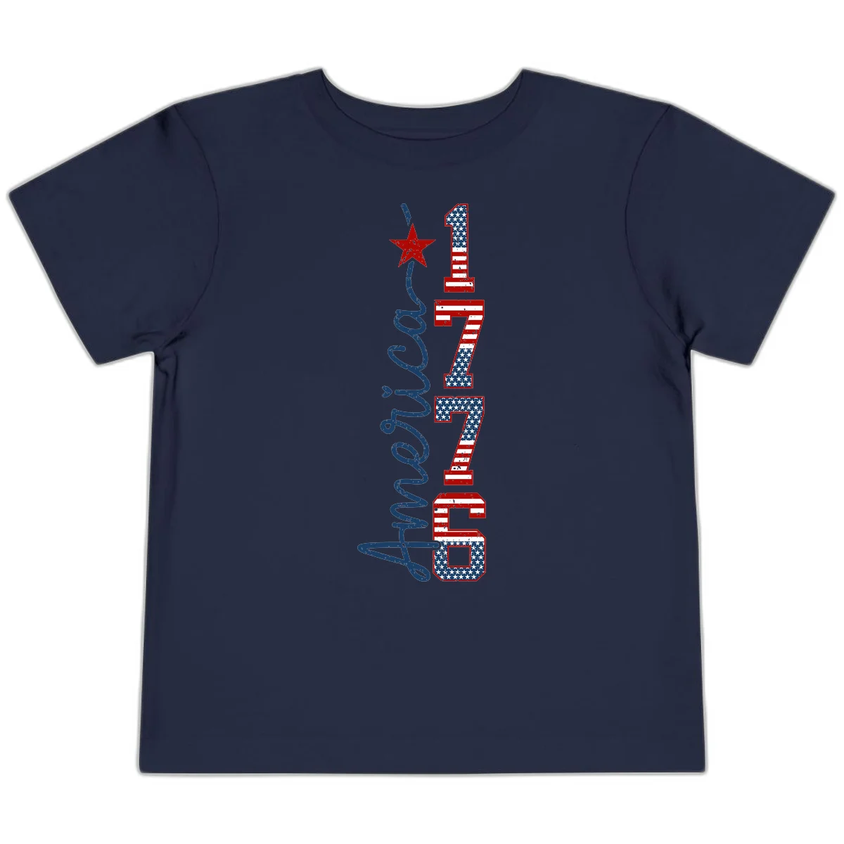 America 1776 Distressed Patriotic Toddler T-Shirt in Navy