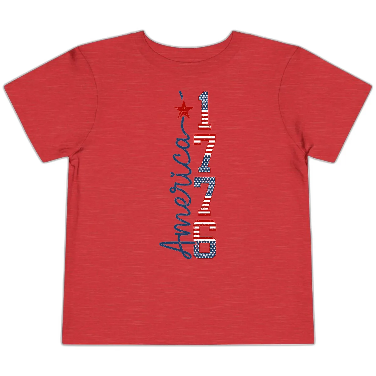 America 1776 Distressed Patriotic Celebration Design Toddler T-Shirt in Heather Red