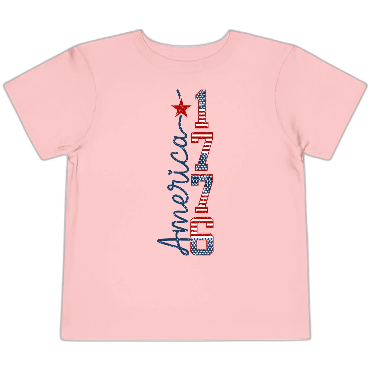 America 1776 Distressed Patriotic Toddler T-Shirt in Pink