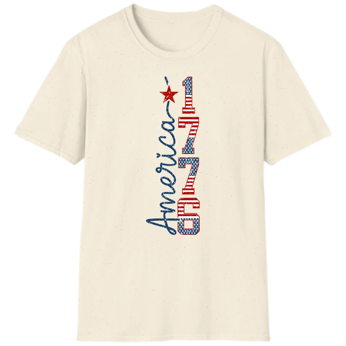 America 1776 Distressed Patriotic T-Shirt in Natural