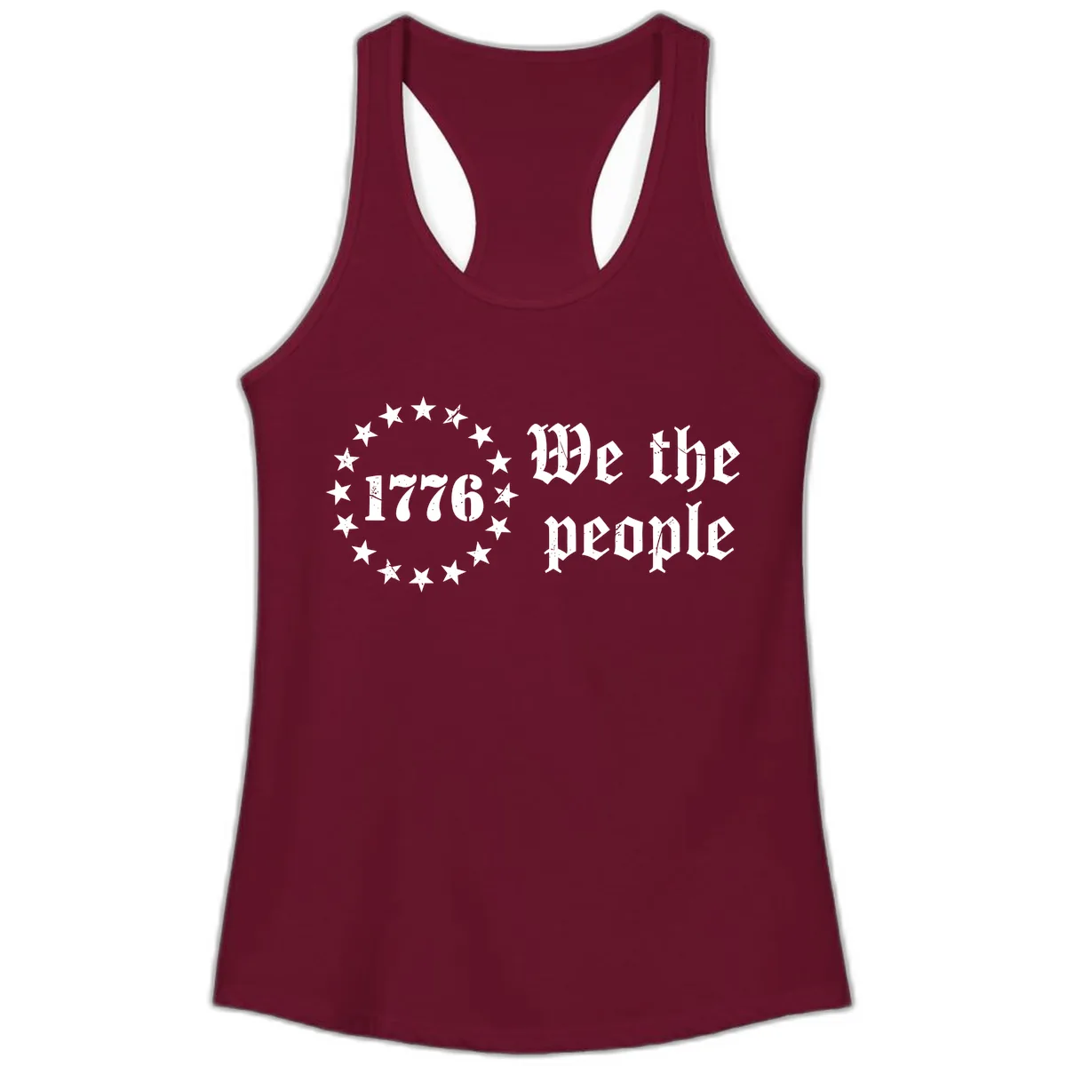 We The People Est 1776 250 Years Celebration Ladies Tank in Solid Cardinal Red