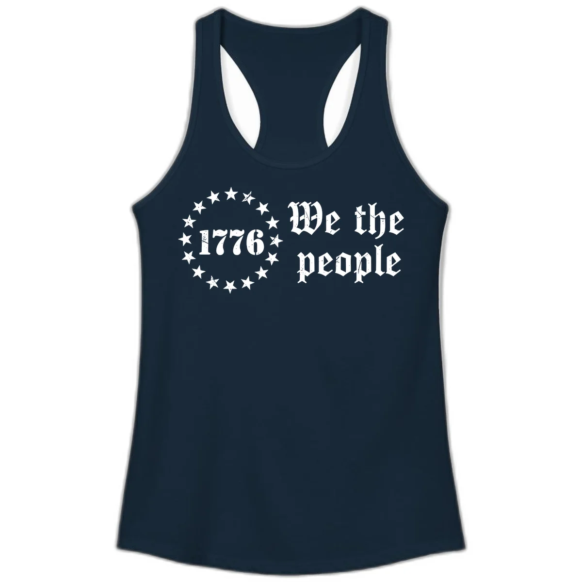 We The People Est 1776 Ladies Tank in Solid Midnight Navy